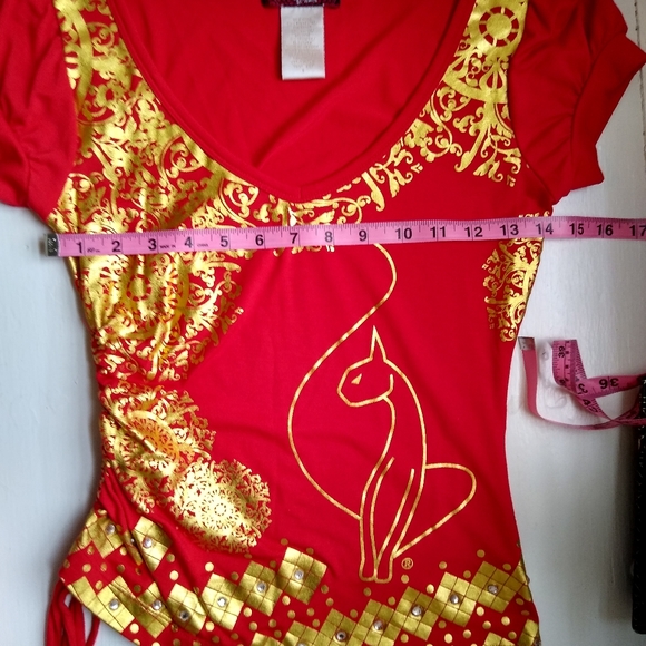 Y2K Vintage Baby Phat Red and Gold Debut KLS Designer Tee NWOT - Picture 15 of 16